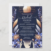 ザラグジュアリー明るい赤紫色王室のクラウンブルーブライダルシャワー 招待状 (正面)