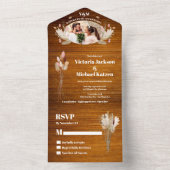 ザラザラとした質感のポストウェディング ドライフラワー 写真 オールインワン招待状 (内側)