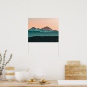 ザラザラのサンセットマウンテンビュー//オレンジ色の空 ポスター (キッチン)