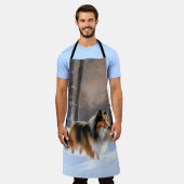 ザラザラザラ雪のクリスマス エプロン (着用した状態)