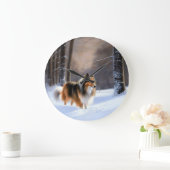 ザラザラザラ雪のクリスマス ラージ壁時計 (ホーム)