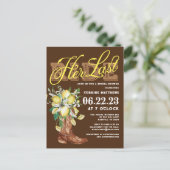 ザラストライド女性のカーボーイブーツレモンブライダルシャワー ポストカード (スタンド正面)