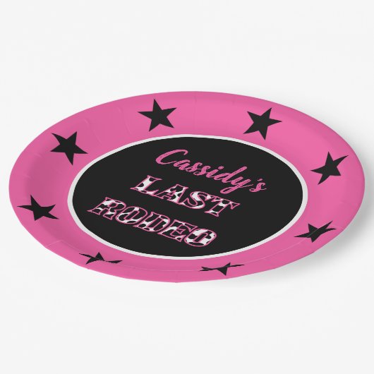 ザラストロデオディスコ女性のカーボーイバチェロレッテ ペーパープレート (アングル)