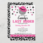 ザラストロデオディスコ女性のカーボーイバチェロレッテ 招待状 (正面/裏面)