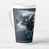 ザラスピアンダイナモールドローンAIアートby Xzendor7 カフェラテマグ (左アングル)