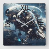 ザラスピアンダイナモールドローンAIアートby Xzendor7 スクエア壁時計 (正面)