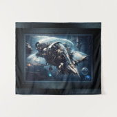 ザラスピアンダイナモールドローンAIアートby Xzendor7 タペストリー (正面(横))