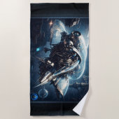 ザラスピアンダイナモールドローンAIアートby Xzendor7 ビーチタオル (正面)