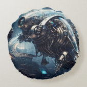 ザラスピアンダイナモールドローンAIアートby Xzendor7 ラウンドクッション (裏面)