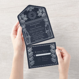 ザラバーズシルバータロットカードウェディング招待 オールインワン招待状