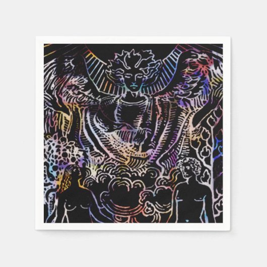 ザラバーズタロットカードブラック スタンダードカクテルナプキン (正面)