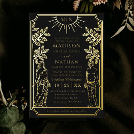 ザラバーズミスティックブラック金ゴールドタロットカー結婚ド 箔招待状