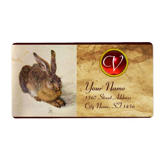 ザラビット( Young Hare )モノグラム赤ルビー ラベル (正面)
