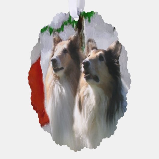 ザラフなコリーのクリスマスプレゼント オーナメントカード (左)