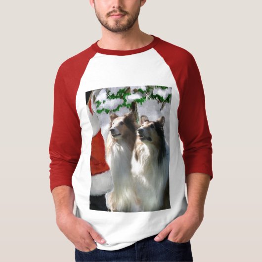 ザラフなコリーのクリスマスプレゼント Tシャツ (正面)