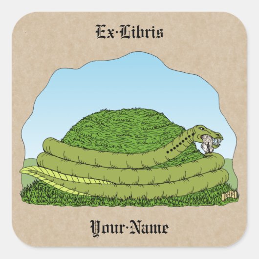 ザランブトンワーム蔵書票 スクエアシール (正面)