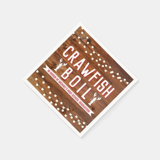 ザリガニが卒業家族の魚介類を煮沸素朴 スタンダードカクテルナプキン (角)