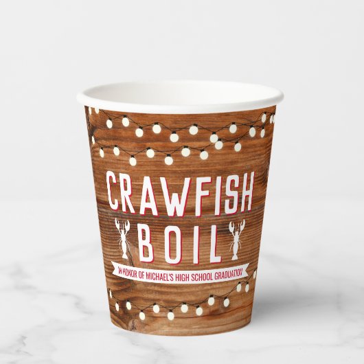 ザリガニが卒業家族の魚介類を煮沸素朴 紙コップ (正面)