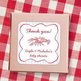 ザリガニが南の赤と青の赤ちゃんのシャワーを沸騰 スクエアシール