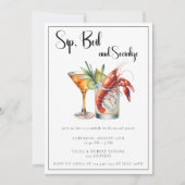 ザリガニが洗練されたカクテルモダンパーティーを煮る 招待状 (正面)