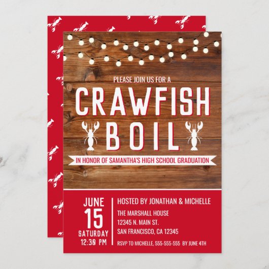 ザリガニが高校卒業パーティーを煮る 招待状 (正面/裏面)