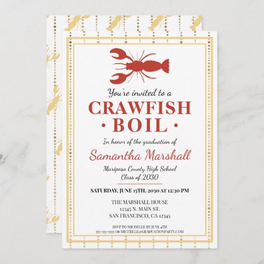 ザリガニが高校卒業パーティーを煮沸 招待状 (正面/裏面)