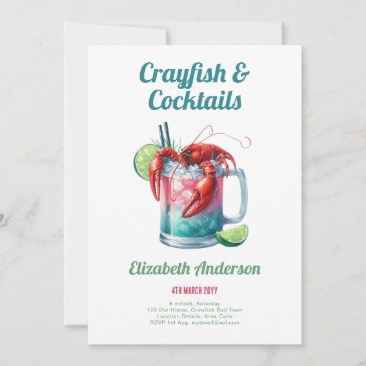 ザリガニのカクテルパーティーザリガニの沸騰フェスティバル 招待状 (正面)
