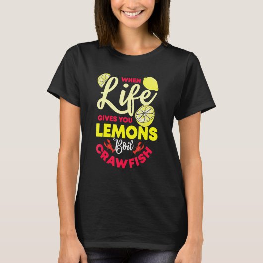 ザリガニのザリガニグルメ魚介類 Tシャツ (正面)
