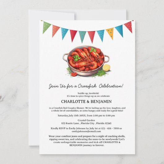 ザリガニのボイルパーティー　カップルシャワーのご案内 招待状 (正面)