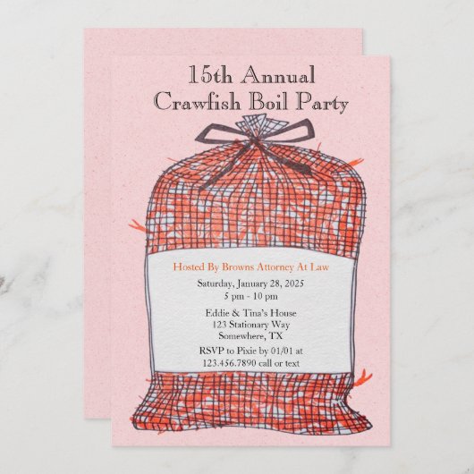 ザリガニの年間会社サックパーティー 招待状 (正面/裏面)