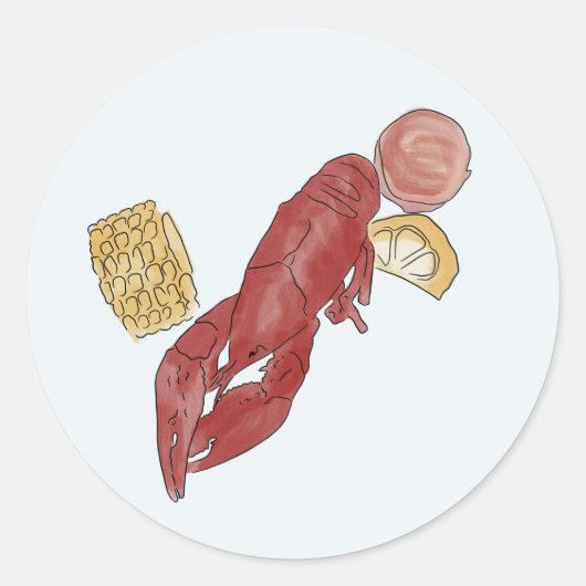 ザリガニの水色結婚のシール ラウンドシール (正面)