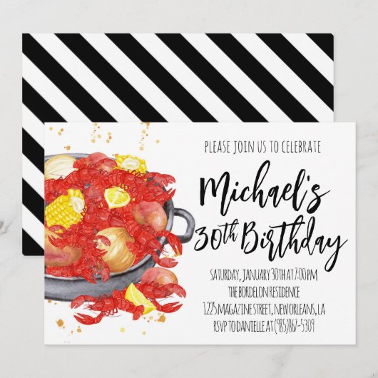 ザリガニの誕生日招待状 招待状 (正面/裏面)