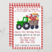 ザリガニの1歳誕生日パーティー - 子供のザリガニ鍋パーティー 招待状 (正面/裏面)