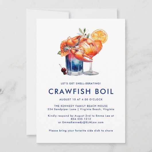 ザリガニはパーティー低い国の魚介類を沸騰 招待状 (正面)