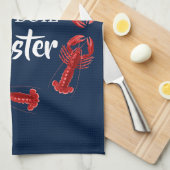 ザリガニを煮沸ダークブルーカスタムおもしろい キッチンタオル (四つ折り)