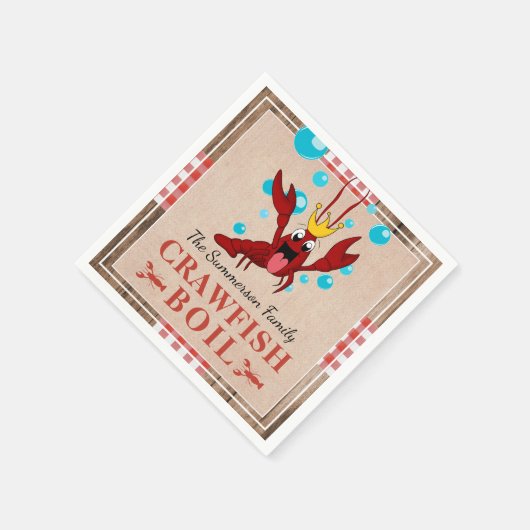 ザリガニパーティー ファミリーリユニオン ラスティックサマー スタンダードカクテルナプキン (角)