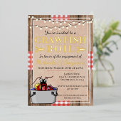 ザリガニロブスターパーティー素朴婚約 箔招待状 (立ち正面)