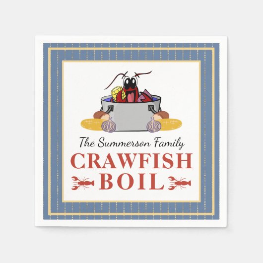 ザリガニ夏シーフードバーベキューパーティー スタンダードカクテルナプキン (正面)
