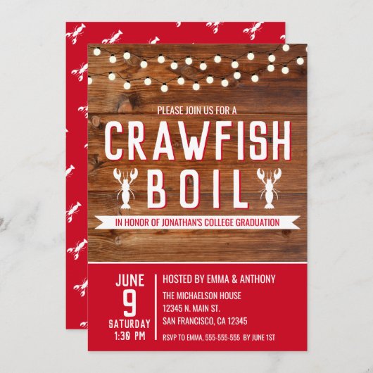 ザリガニ大学卒業パーティー 招待状 (正面/裏面)