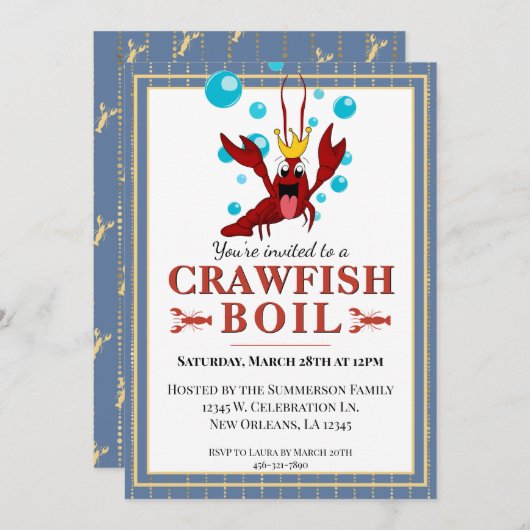 ザリガニ家族サマーシーフードパーティー 招待状 (正面/裏面)