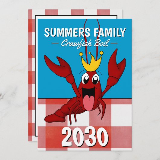 ザリガニ年間の家族の懇親会クックアウトを沸騰 招待状 (正面/裏面)