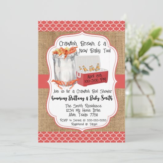 ザリガニ煮沸ベビーシャワー招待状 招待状 (スタンド正面)