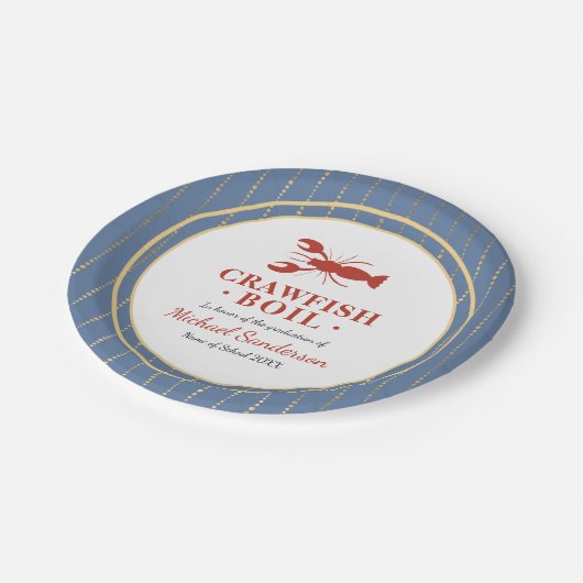 ザリガニ煮魚青卒業パーティー ペーパープレート (アングル)