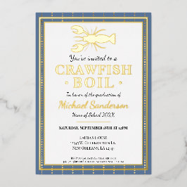 ザリガニ煮魚青卒業パーティー 箔招待状