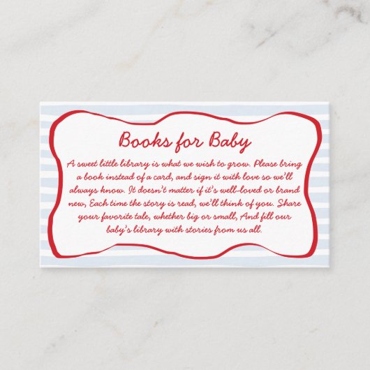 ザリガニ用ベビーの本が赤ちゃんシャワーを沸かす エンクロージャーカード (正面)