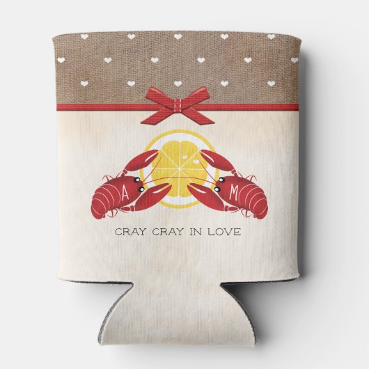 ザリガニ結婚のカップルのシャワー 缶クーラー (裏面)