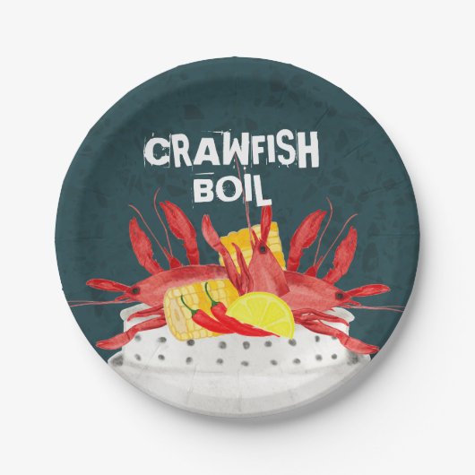 ザリガニ魚介類の夏のパーティー ペーパープレート (正面)