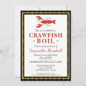 ザリガニ魚介類の煮沸黒金ゴールド卒業パーティー 招待状 (正面)