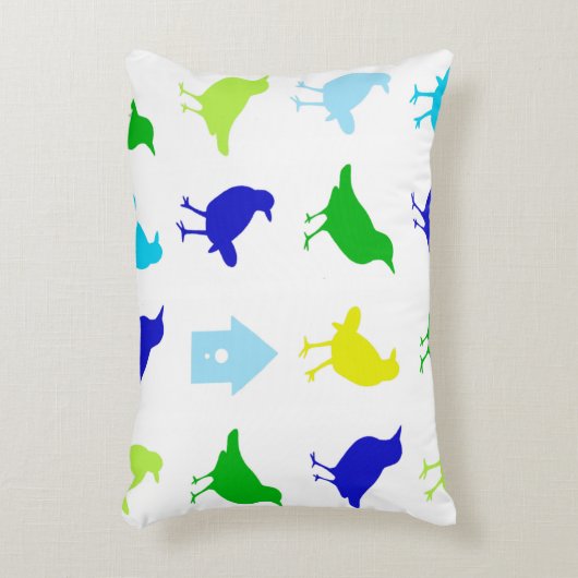 ザリス絵画チャリアによる着色鳥の数 アクセントクッション (正面(垂直))