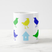 ザリス絵画チャリアによる着色鳥の数 ジャンボコーヒーマグカップ (正面)